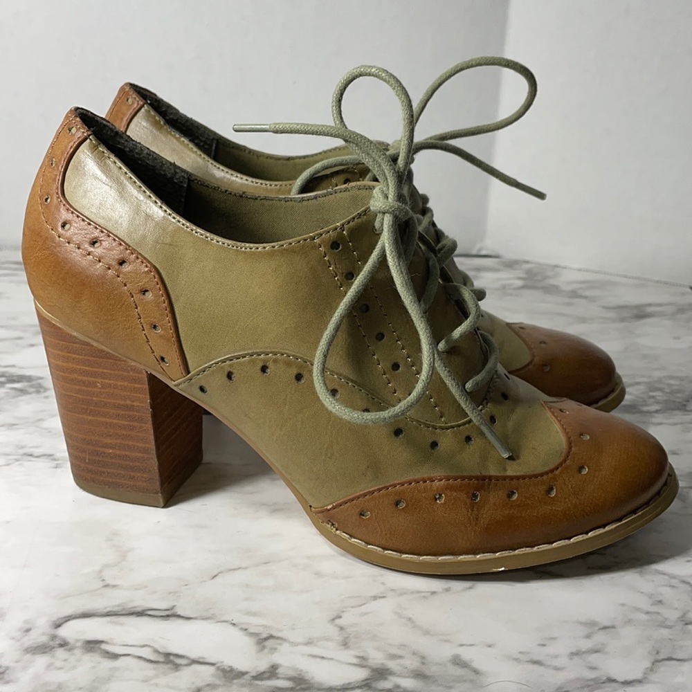 Restricted Traffic leather laceup spectator heels